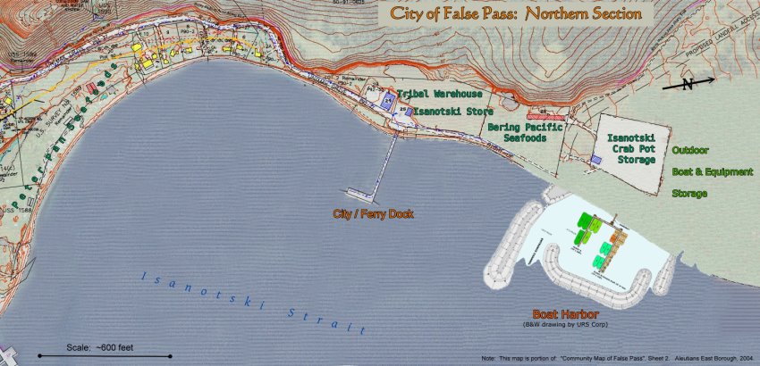 Map of False Pass, Alaska:  Northern Section