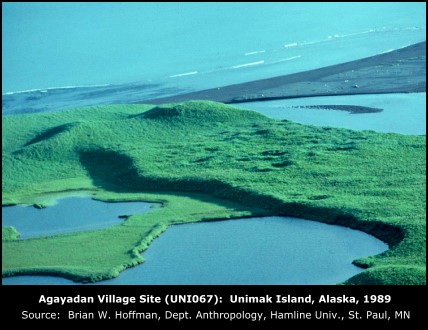 Agayadan Village Site, Unimak Island, Alaska: Aerial View