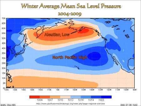 Winter Average Mean Sea Level Pressure, North Pacific