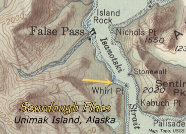 Sourdough Flats, Unimak Island, Alaska topo location