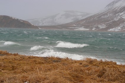 Stormy winter day on Isanotski Strait, Alaska