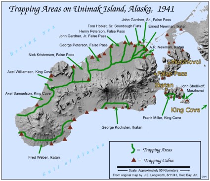 Trapping Areas, Unimak Island, Alaska, 1941