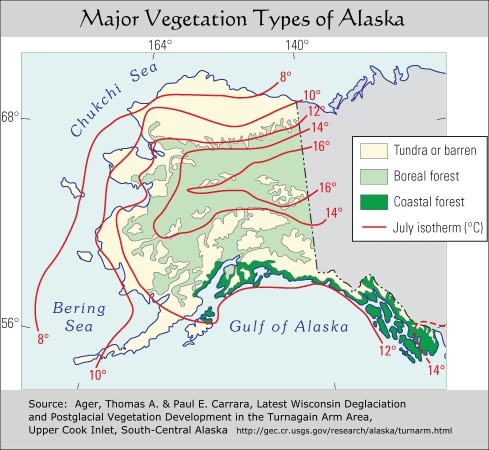 Major Vegetation Types of Alaska:  map